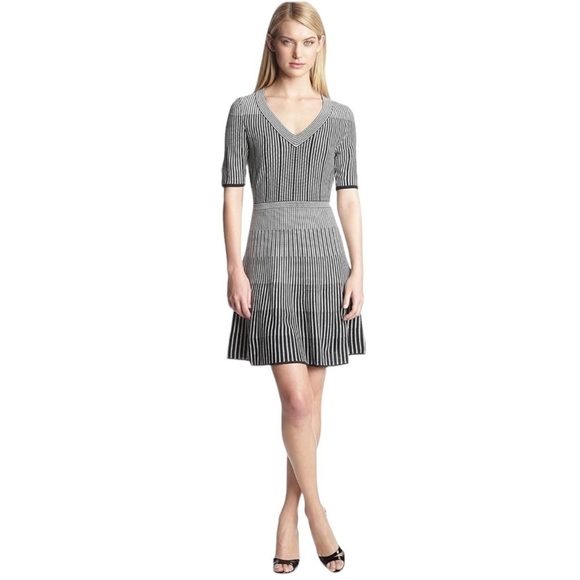 CATHERINE Malandrino Black White Short Sleeve Connery Dress Women's Size XS - Picture 1 of 16